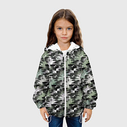 Куртка с капюшоном детская Абстрактный камуфляжный темный, цвет: 3D-белый — фото 2