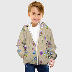 Куртка с капюшоном детская Нарисованные Цветы Колокольчики и Пчёлы, цвет: 3D-белый — фото 2