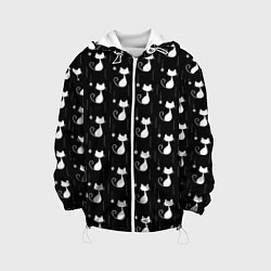 Куртка с капюшоном детская Чёрные Коты С Клубками Шерсти, цвет: 3D-белый