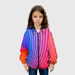 Куртка с капюшоном детская Оптическая иллюзия с линиями, цвет: 3D-черный — фото 2
