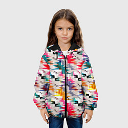 Куртка с капюшоном детская Многоцветный абстрактный геометрический, цвет: 3D-черный — фото 2