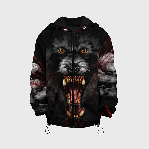Детская куртка Злой волк с открытой пастью / 3D-Черный – фото 1