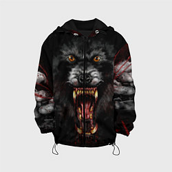 Куртка с капюшоном детская Злой волк с открытой пастью, цвет: 3D-черный