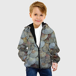Куртка с капюшоном детская Морские ракушки - паттерн, цвет: 3D-черный — фото 2