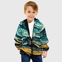 Куртка с капюшоном детская Пейзаж в стиле Ван Гога, цвет: 3D-черный — фото 2