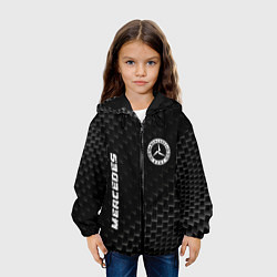 Куртка с капюшоном детская Mercedes карбоновый фон, цвет: 3D-черный — фото 2