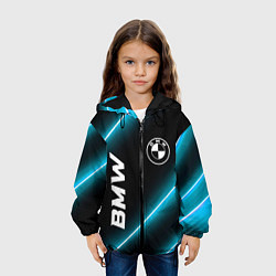 Куртка с капюшоном детская BMW неоновые лампы, цвет: 3D-черный — фото 2