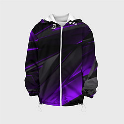 Куртка с капюшоном детская Черно-фиолетовая геометрическая абстракция, цвет: 3D-белый