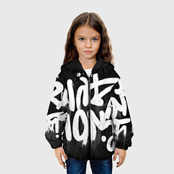 Куртка с капюшоном детская Уличное искусство - Граффити, цвет: 3D-черный — фото 2