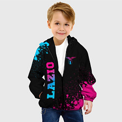 Куртка с капюшоном детская Lazio - neon gradient: символ и надпись вертикальн, цвет: 3D-черный — фото 2
