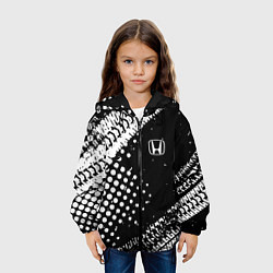 Куртка с капюшоном детская Honda - белые следы шин, цвет: 3D-черный — фото 2