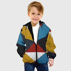 Куртка с капюшоном детская Абстрактный набор разноцветных геометрических фигу, цвет: 3D-черный — фото 2