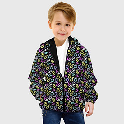 Куртка с капюшоном детская Любовь буквы паттерн, цвет: 3D-черный — фото 2