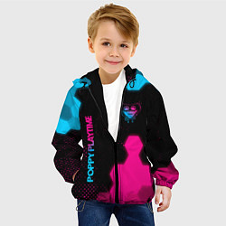 Куртка с капюшоном детская Poppy Playtime - neon gradient: символ и надпись в, цвет: 3D-черный — фото 2