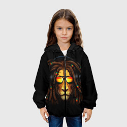 Куртка с капюшоном детская Лев в наушниках с дредами, цвет: 3D-черный — фото 2