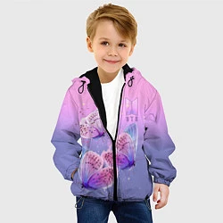 Куртка с капюшоном детская BTS красивые бабочки, цвет: 3D-черный — фото 2