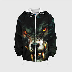 Куртка с капюшоном детская Злой волк с длинными клыками, цвет: 3D-белый