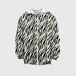 Куртка с капюшоном детская Тигровый полосатый узор-черные, бежевые полосы на, цвет: 3D-белый