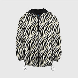 Куртка с капюшоном детская Тигровый полосатый узор-черные, бежевые полосы на, цвет: 3D-черный