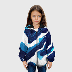 Куртка с капюшоном детская Синие разводы краски, цвет: 3D-черный — фото 2
