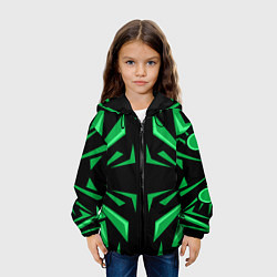 Куртка с капюшоном детская Фигуры зеленого цвета на черном фоне geometry, цвет: 3D-черный — фото 2