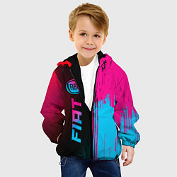 Куртка с капюшоном детская Fiat - neon gradient: по-вертикали, цвет: 3D-черный — фото 2