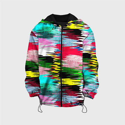 Детская куртка Абстрактный многоцветный неоновый узор / 3D-Черный – фото 1