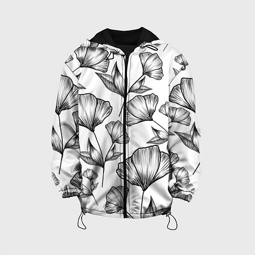 Детская куртка Графичные цветы на белом фоне / 3D-Черный – фото 1