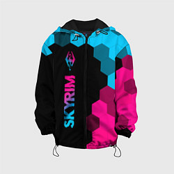 Куртка с капюшоном детская Skyrim - neon gradient: по-вертикали, цвет: 3D-черный