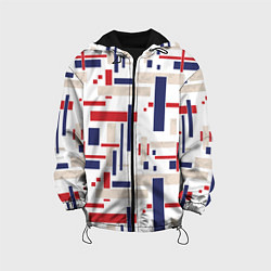 Куртка с капюшоном детская Геометрический узор Орион красно-синий на белом, цвет: 3D-черный