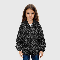 Куртка с капюшоном детская Черепки - покарябанные, цвет: 3D-черный — фото 2