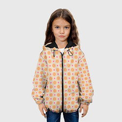 Куртка с капюшоном детская Цветочки пастельного цвета, цвет: 3D-черный — фото 2