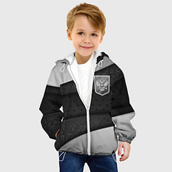 Куртка с капюшоном детская Черно-белый герб России, цвет: 3D-белый — фото 2