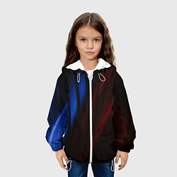Куртка с капюшоном детская Иллюзорные синие и красные линии во тьме, цвет: 3D-белый — фото 2