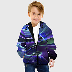 Куртка с капюшоном детская Абстрактные цветные полосы, цвет: 3D-черный — фото 2