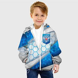 Куртка с капюшоном детская Синий герб России на объемном фоне, цвет: 3D-белый — фото 2