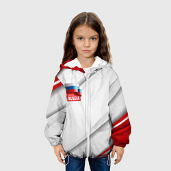 Куртка с капюшоном детская Red & white флаг России, цвет: 3D-белый — фото 2