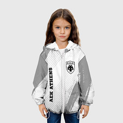 Куртка с капюшоном детская AEK Athens sport на светлом фоне: надпись, символ, цвет: 3D-белый — фото 2