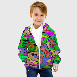 Куртка с капюшоном детская Разноцветный клетчатый камуфляж, цвет: 3D-белый — фото 2