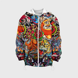 Куртка с капюшоном детская Красочная иллюстрация, цвет: 3D-белый