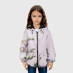 Куртка с капюшоном детская Красивые Цветы на Розовом фоне, цвет: 3D-черный — фото 2