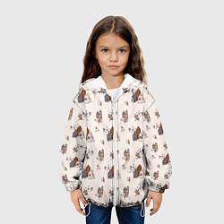 Куртка с капюшоном детская Хюгге паттерн с домиками и цветами хлопка, цвет: 3D-белый — фото 2