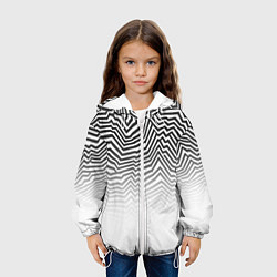 Куртка с капюшоном детская Гипнотические узоры, градиент, цвет: 3D-белый — фото 2