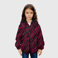 Куртка с капюшоном детская Модный полосатый красно- черный узор Зебра, цвет: 3D-черный — фото 2