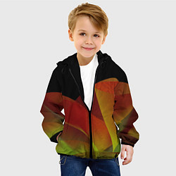 Куртка с капюшоном детская Абстрактная ассиметричная оранжевая волна, цвет: 3D-черный — фото 2