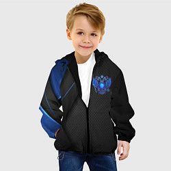 Куртка с капюшоном детская Черно-синий герб России, цвет: 3D-черный — фото 2