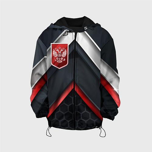 Детская куртка Герб России на объемном фоне / 3D-Черный – фото 1