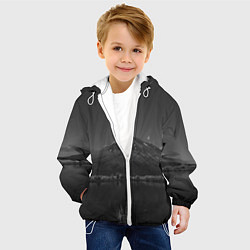 Куртка с капюшоном детская Тёмные горы и озеро, цвет: 3D-белый — фото 2