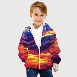 Куртка с капюшоном детская Волны неон, цвет: 3D-белый — фото 2