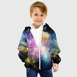 Куртка с капюшоном детская Светящиеся точки и дым, цвет: 3D-белый — фото 2